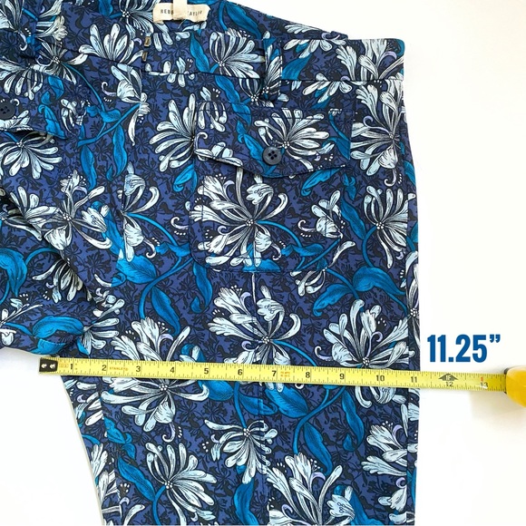 REBECCA TAYLOR blue floral print high rise waisted wide leg pants front pockets - Picture 13 of 14